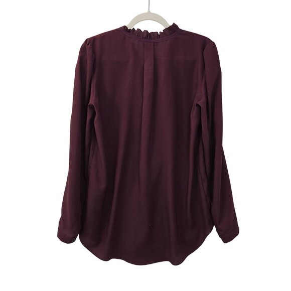 Parker Ruffle Neck Puff Sleeve V-Neck Blouse Size Small - Picture 2 of 6